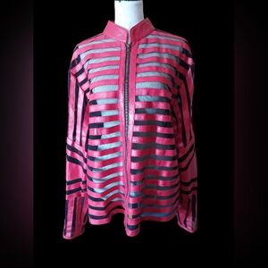 Red and Black Striped Jacket Leather And Mesh Size 1x Unbranded